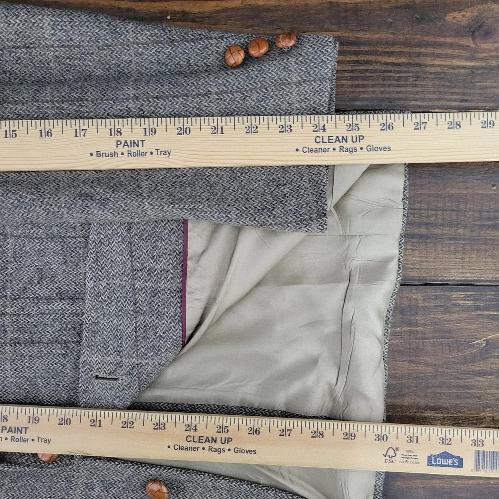 Men's Tweed Style Sport Coat Blazer‎ Two Button Herringbone Plaid Wool Size 40R